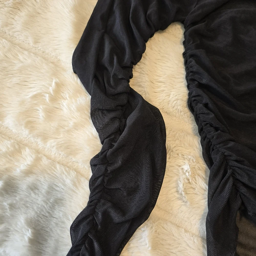 Shein Elegant Black Sheer Women's Top L - Picture 3 of 4